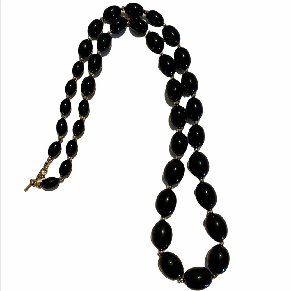 Vintage Monet Black and Gold Beaded Necklace - Picture 4 of 5